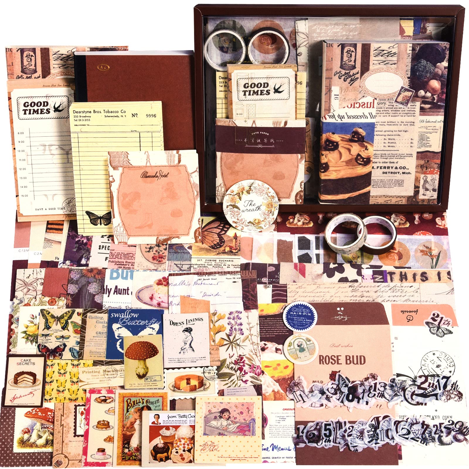 OFFIGIFT 351pcs Vintage Scrapbooking Kit | A6 Grid Junk Journal Supplies