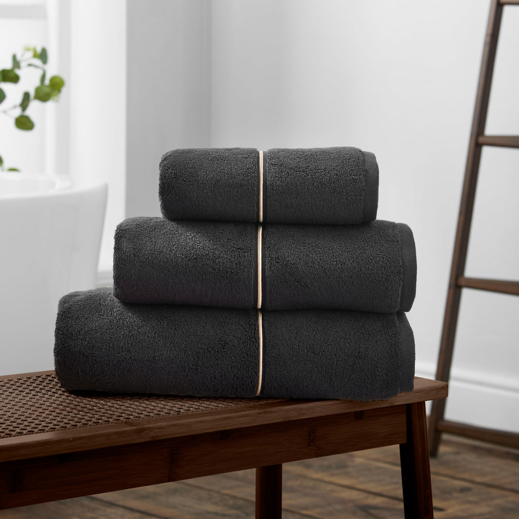 Bianca Zero Twist Satin Stitch Cotton 100x150cm Bath Sheet Black