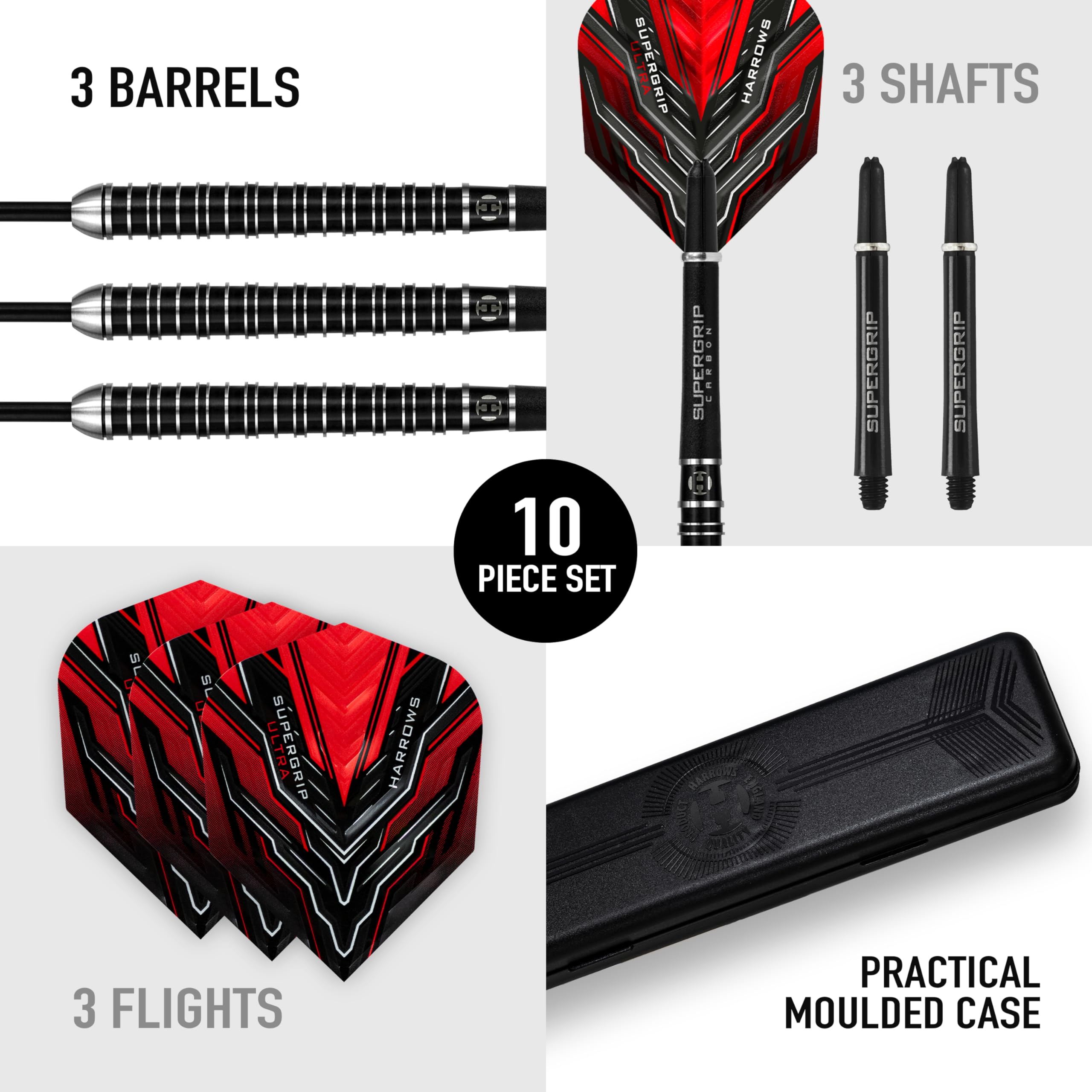 Harrows Supergrip Ultra 90% Tungsten Steel Tip Darts Set | 21g-30g