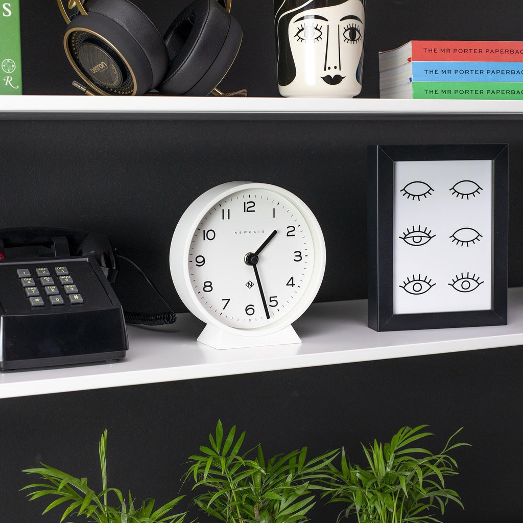 Newgate M Mantel Silent Sweep Clock | Modern Minimalist - Polar White