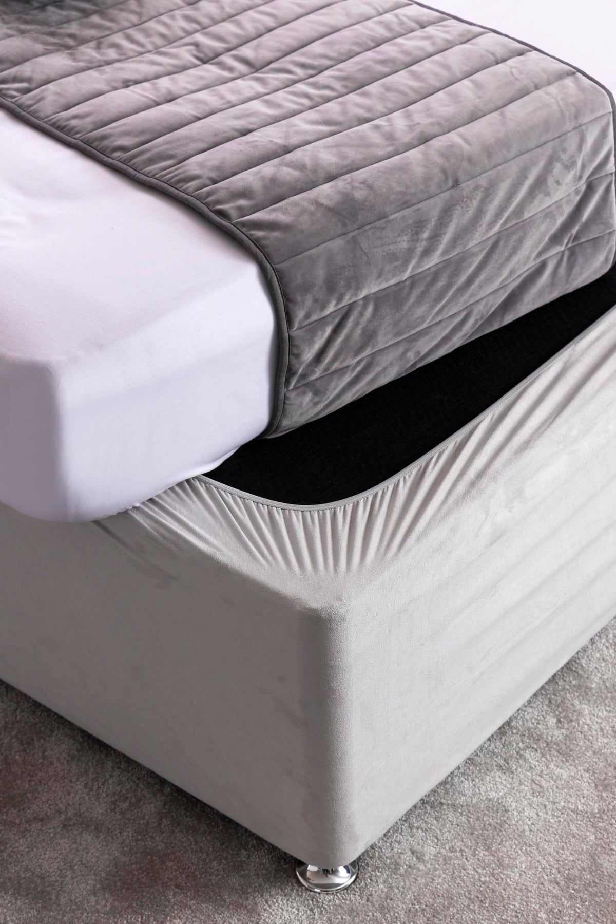 Belledorm 19" Extra Deep Base Wrap Valance Sheet - Transforms a drab looking bed base divan - Luxury Faux Suede Cloud, King - image 3