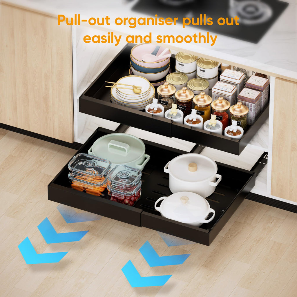 2-Pack Expandable Pull Out Cabinet Organizer, 12.6-21" Width