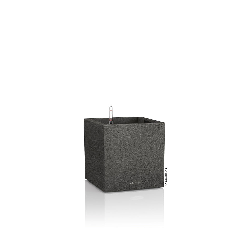 Lechuza Canto Stone 30 Low Self-Watering Planter | Graphite Black