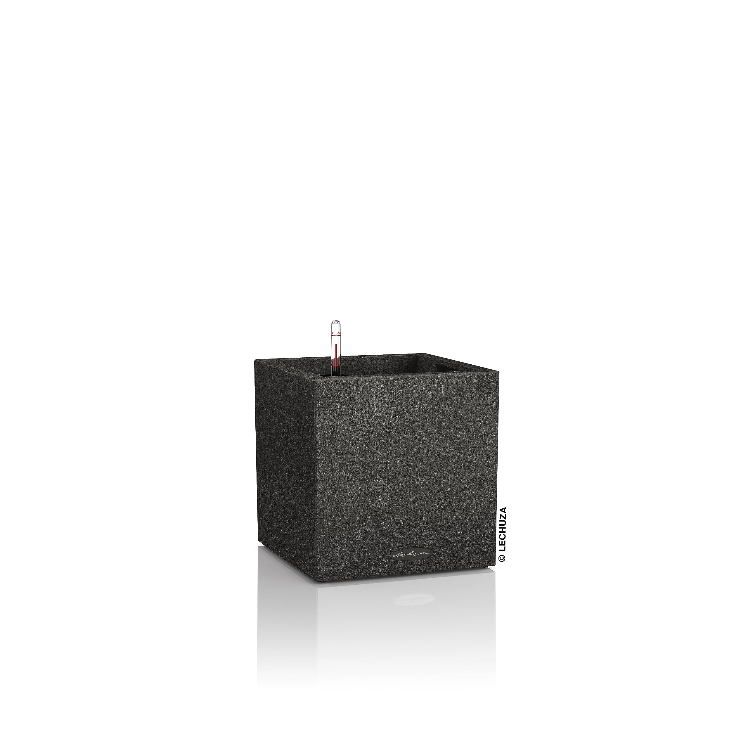 Lechuza Canto Stone 30 Low Self-Watering Planter | Graphite Black
