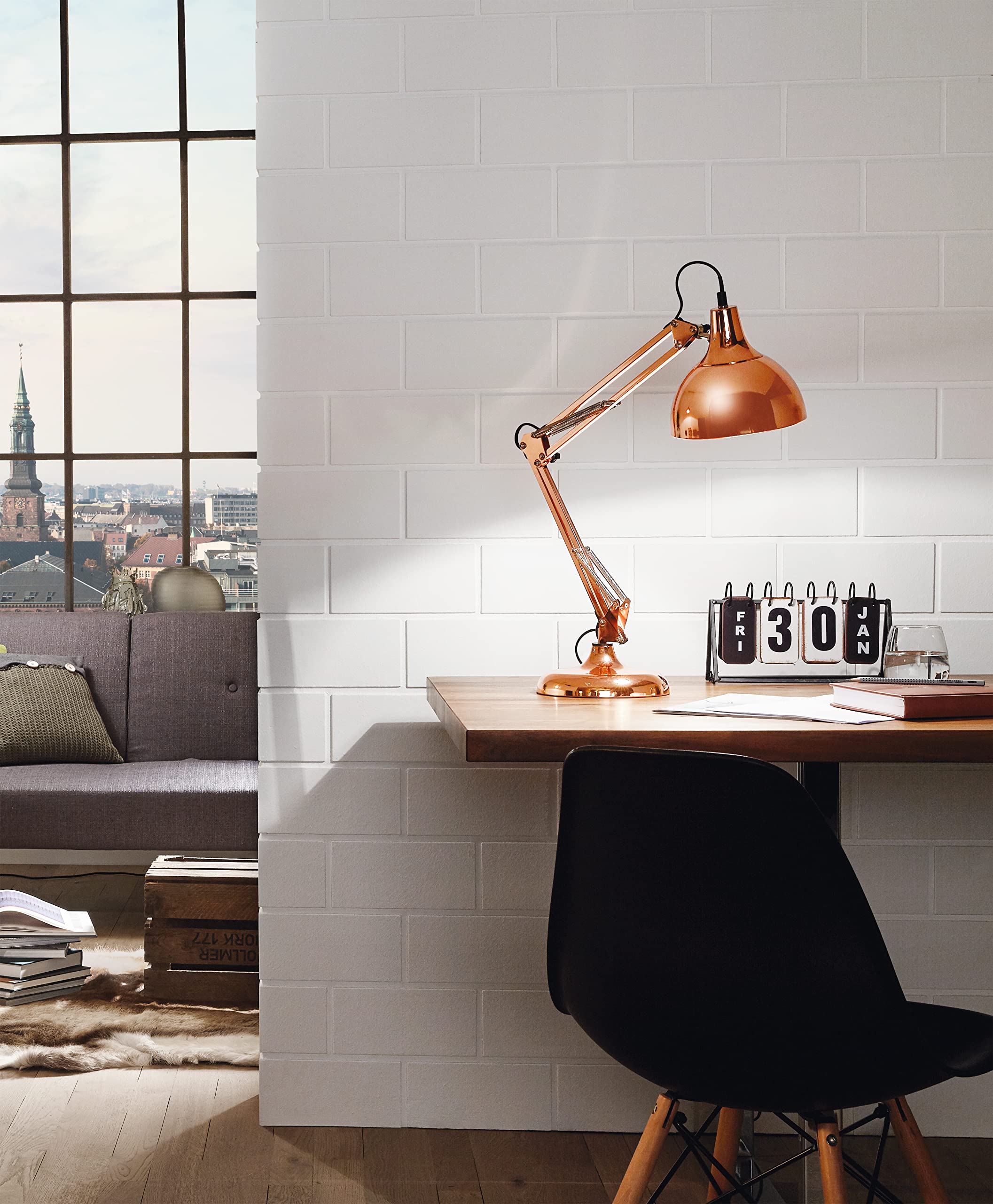 Eglo Borgillio Industrial Copper Desk Lamp – Vintage Steel Table Light