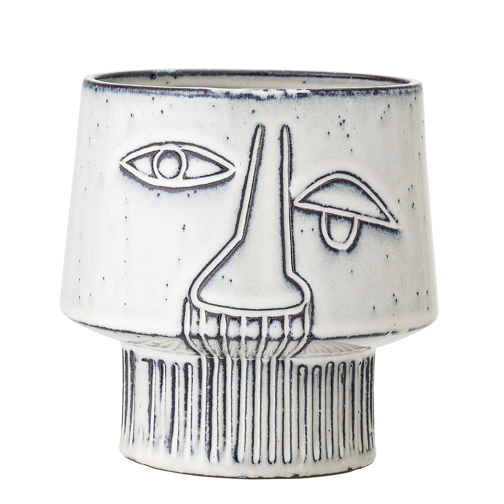 Bloomingville White Ceramic Flower Pot – Danish Design Stoneware 15cm