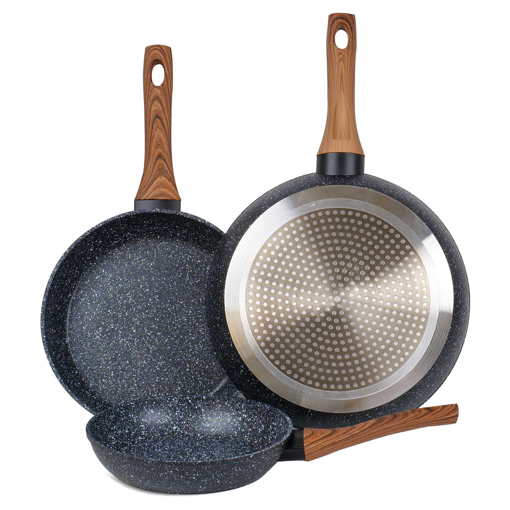 wellhouse 3-Piece Nonstick Frying Pan Set – Granite Skillet Cookware