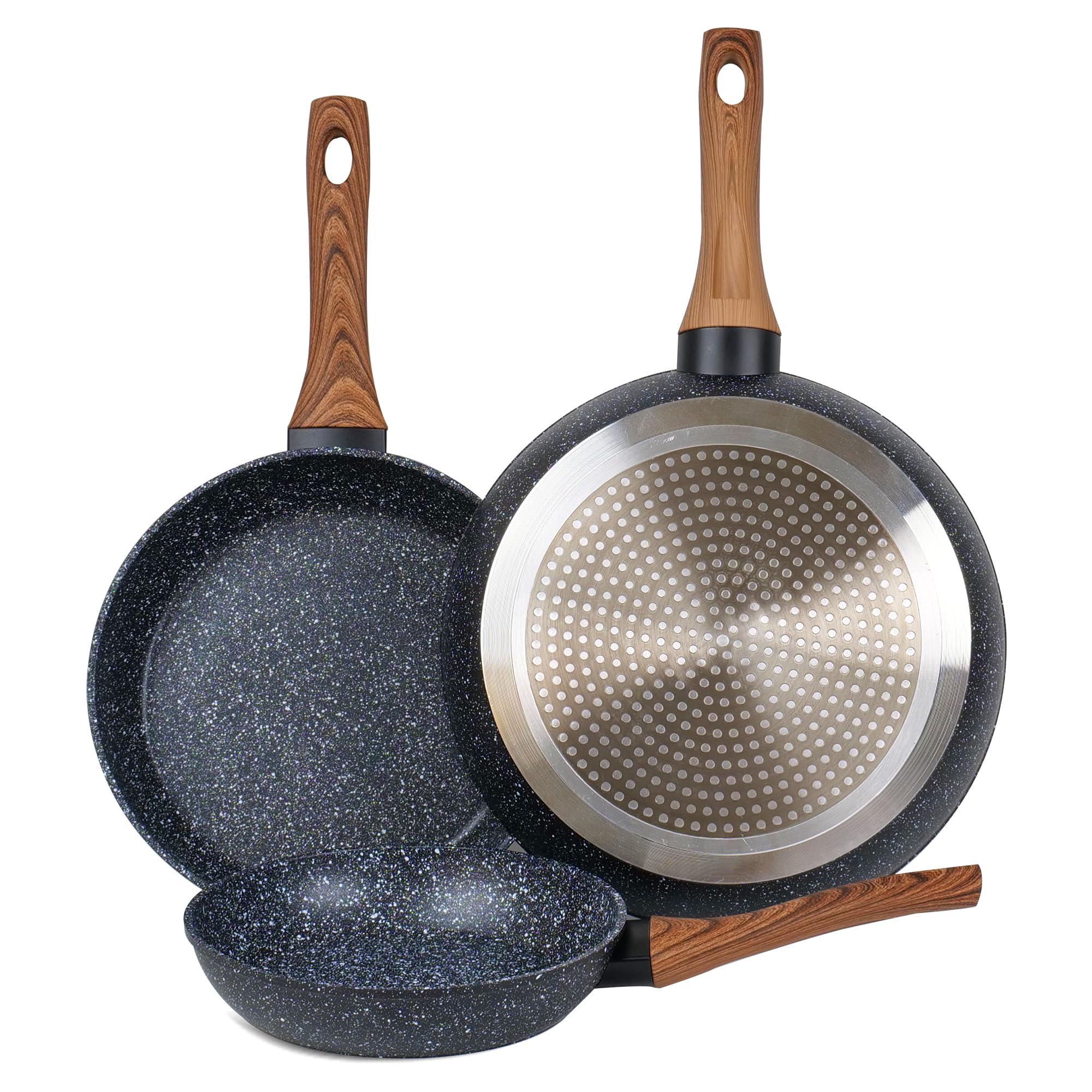 wellhouse 3-Piece Nonstick Frying Pan Set – Granite Skillet Cookware