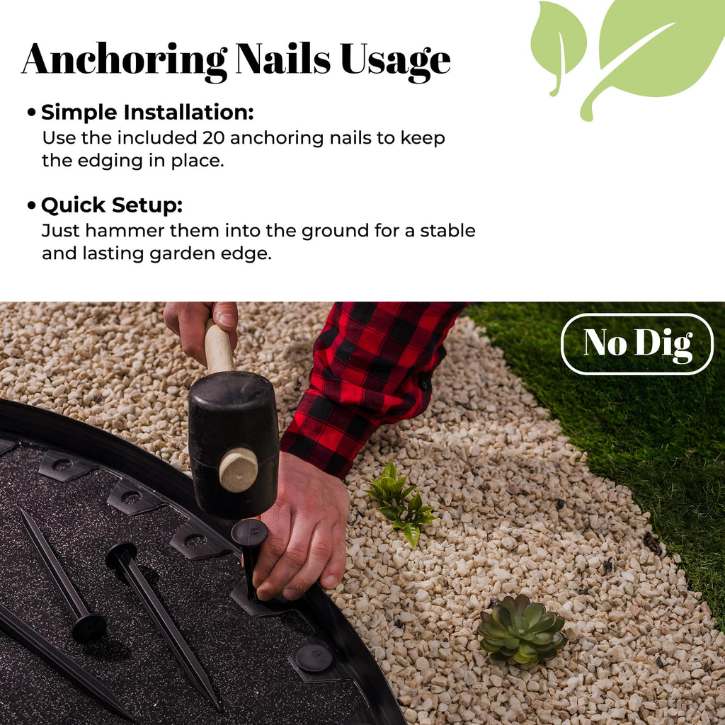 Gardenix Grey Flexible Lawn Edging - 33ft Garden Border with Pegs