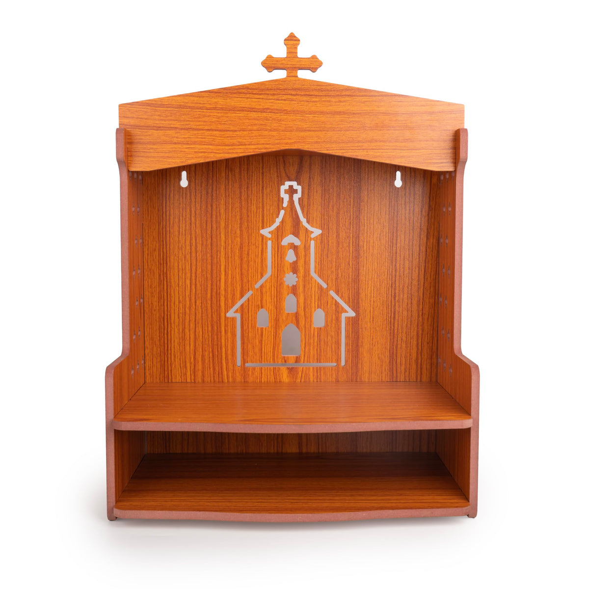 Tarini Gallery Wooden MDF Wall Mounted Hanging Prayer Shelf Table top Religious Display Décor Storage for Home Office and Gifting - image 1