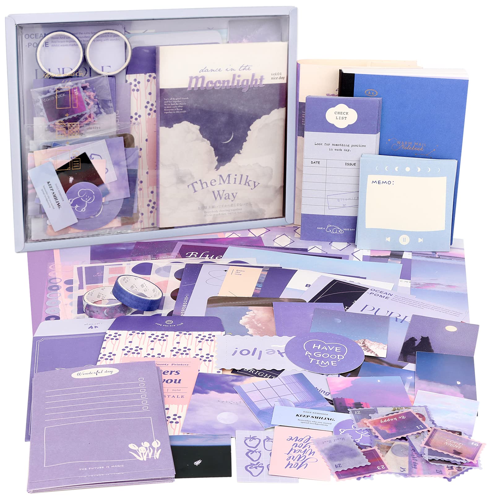 Draupnir Purple Aesthetic Scrapbook Kit | 348pc Junk Journal Set with A6 Notebook