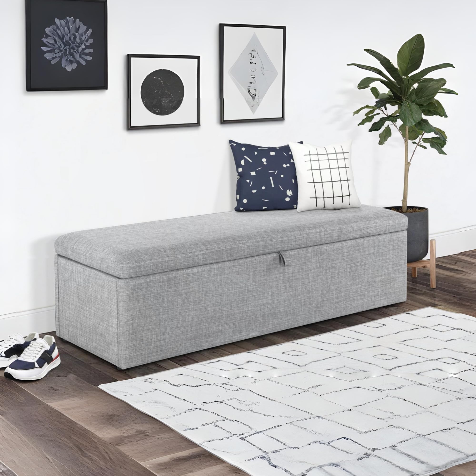 Julian Bowen Sorrento Blanket Box – Light Grey Linen Storage Chest
