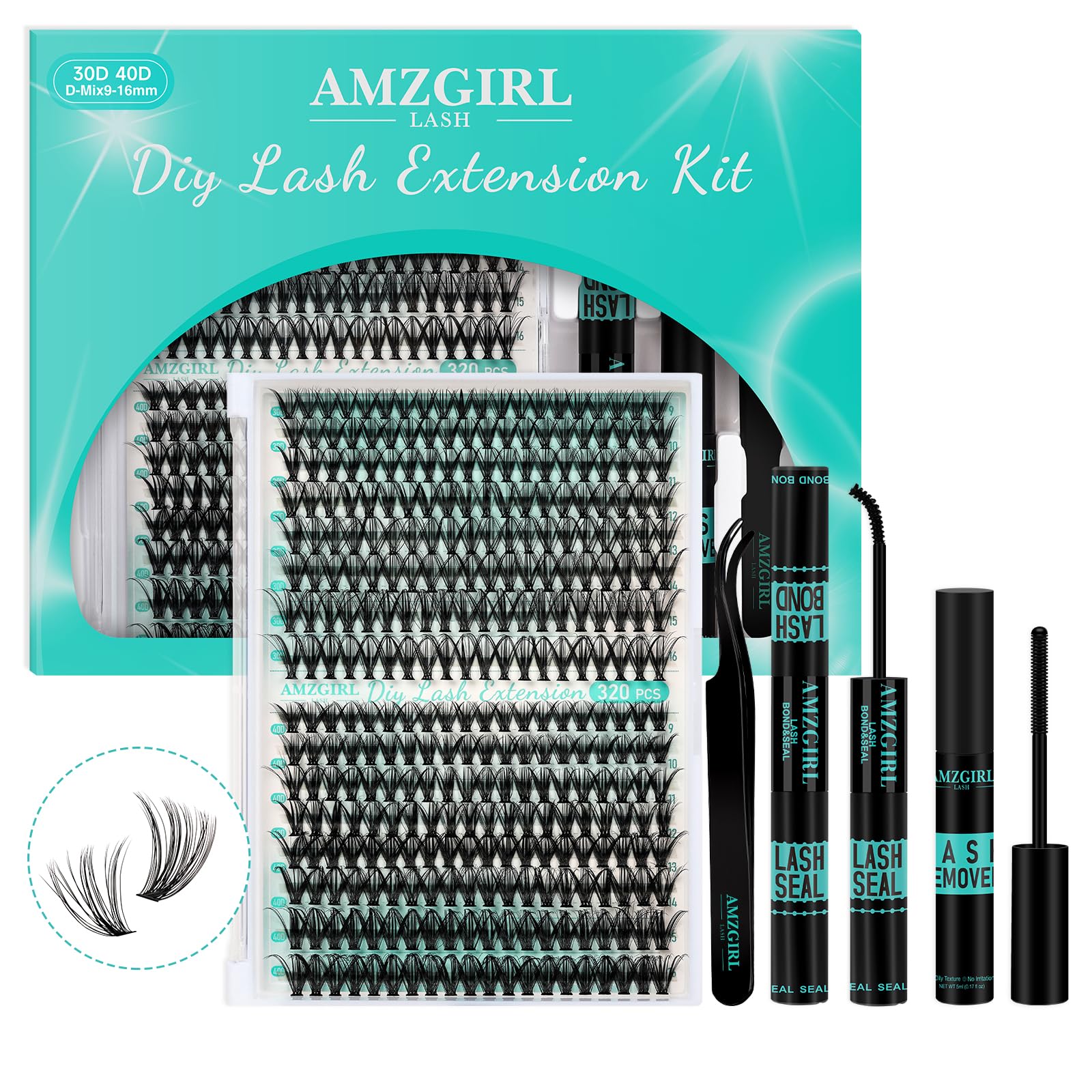 Jolof Store DIY Lash Extension Kit - 320Pcs Cluster Lashes with Bond & Seal