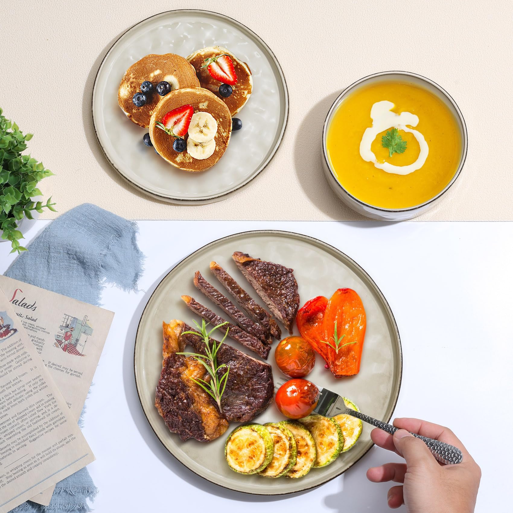 Homikit 18-Piece Stoneware Dinner Set for 6 | Reactive Glaze Dinnerware