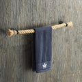 Nautical Rope Towel Bar – 23.6" Black Rustic Wall Rack