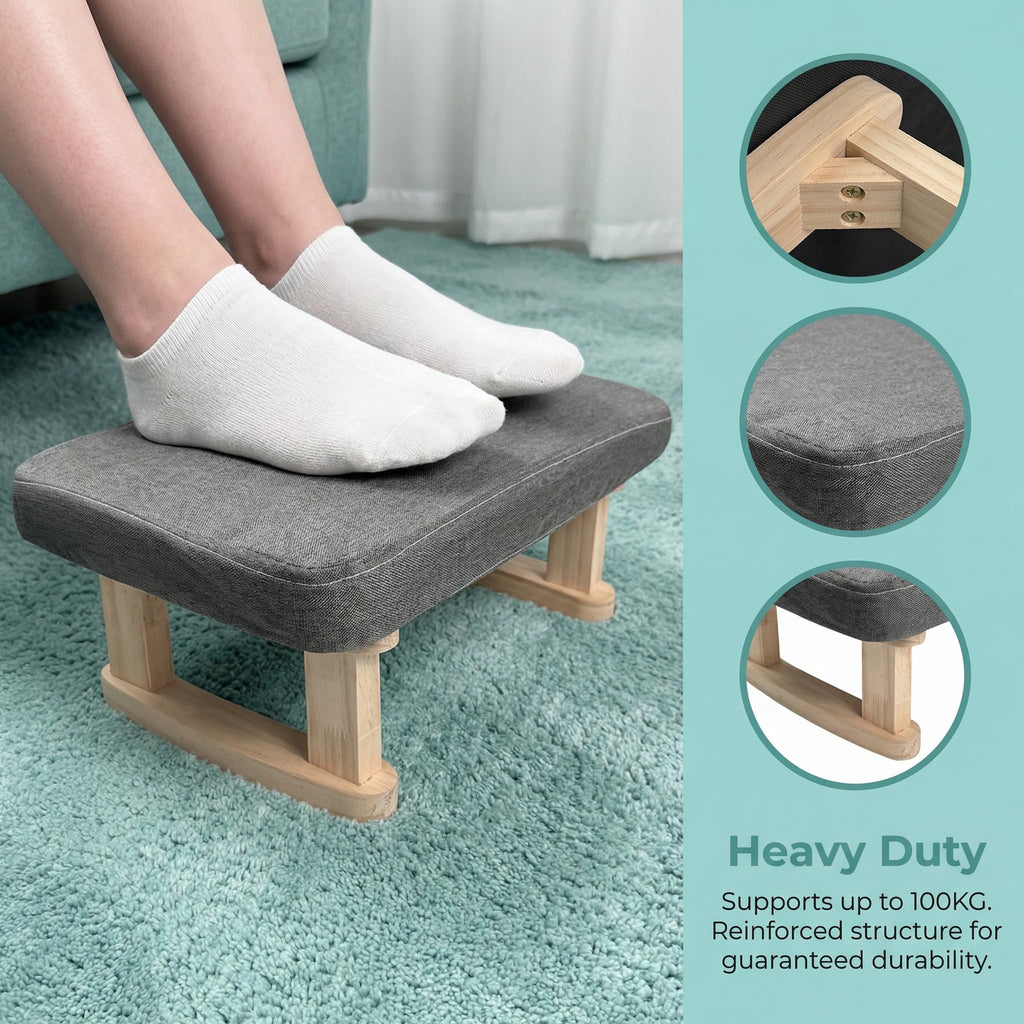 Xygobla Small Solid Wood Footstool with Padded Seat - image 4