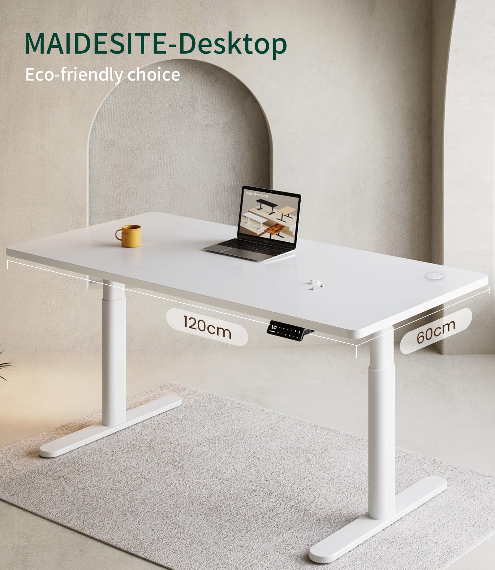MAIDeSITe Standing Desk Table Top - 120x60x2.5cm Solid Desktop