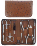 Tenartis 8-Piece Stainless Steel Manicure & Pedicure Set in Brown Leather