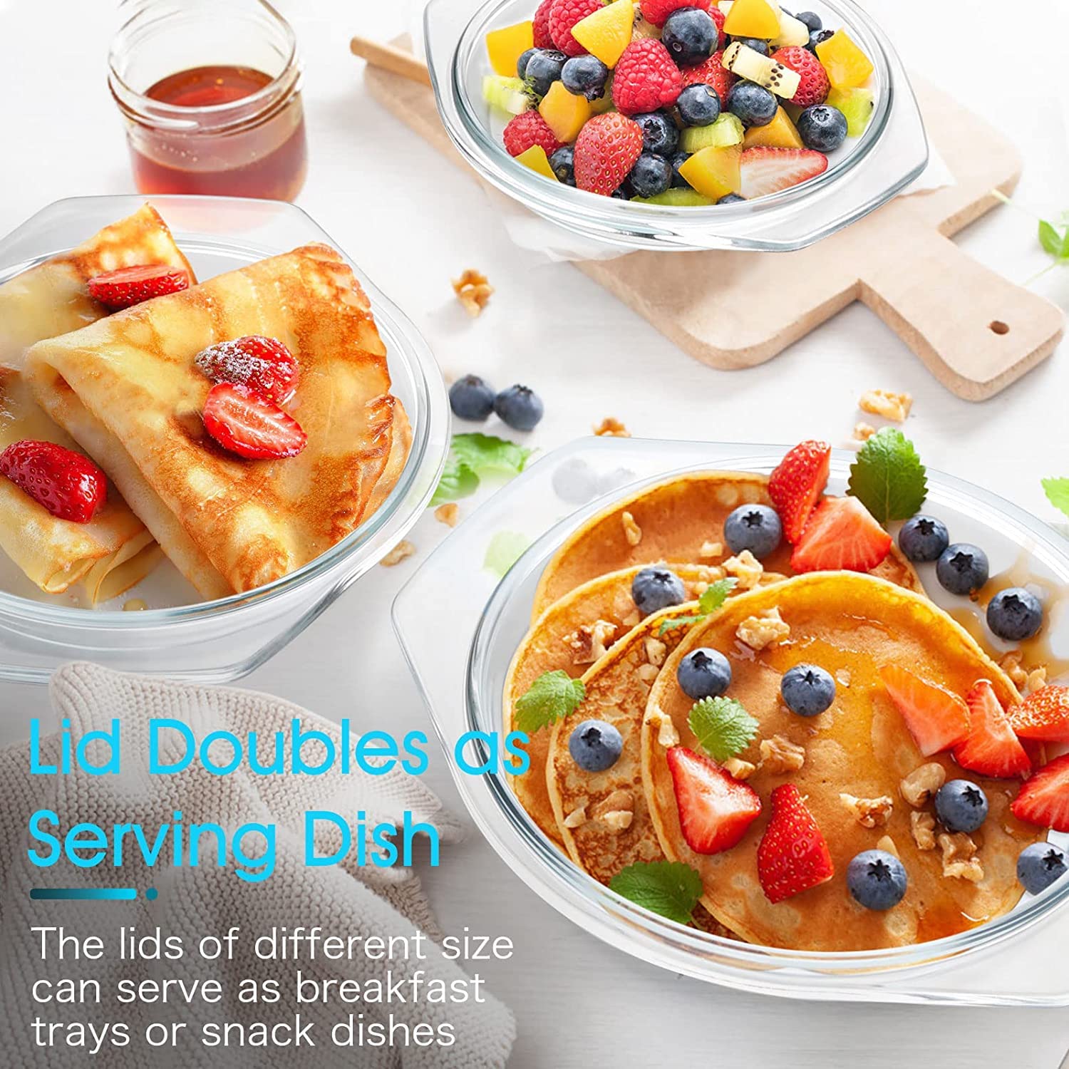 Jolof Store Glass Casserole Dish Set with Lids – 3 Piece Oven Safe Set