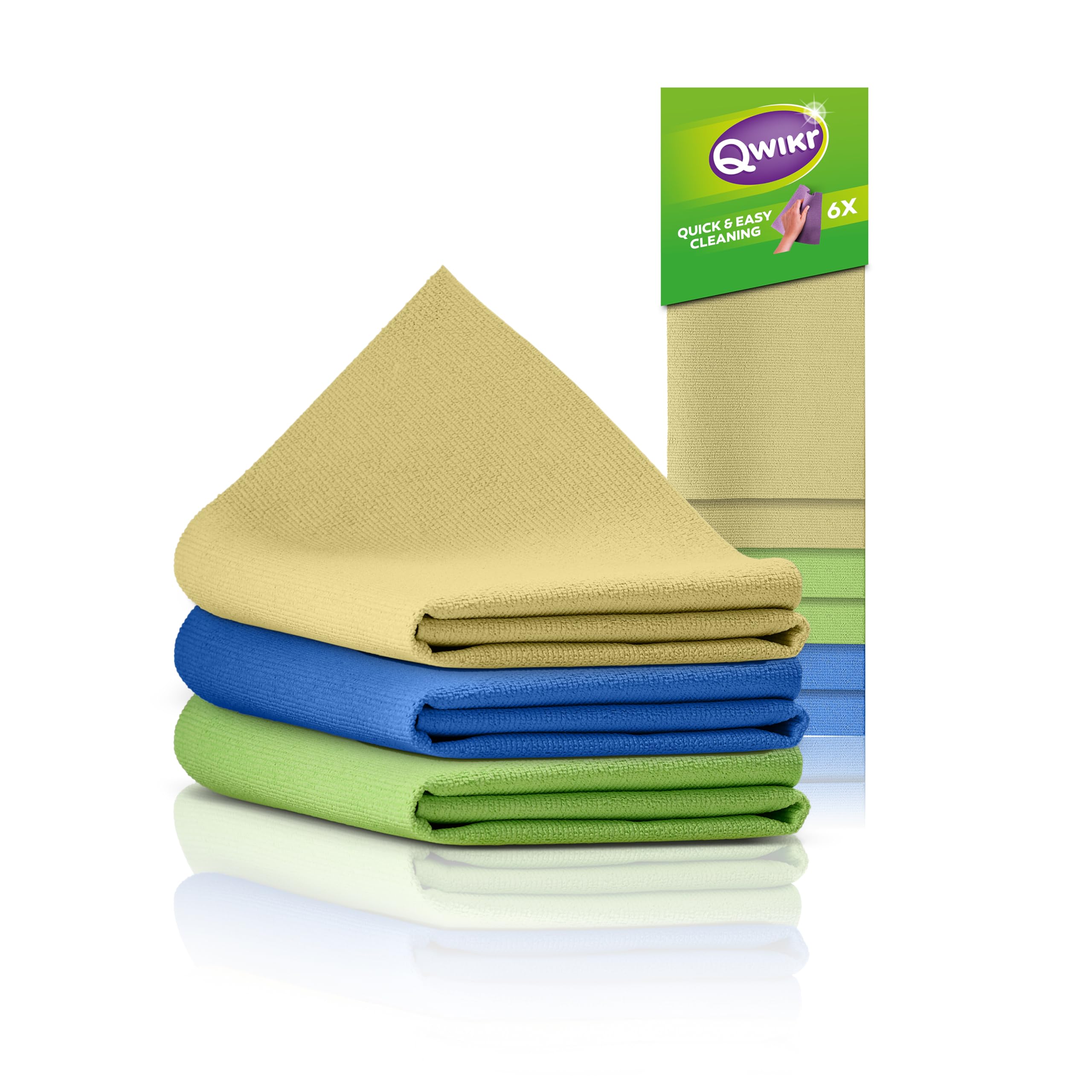 Qwikr Microfibre Cleaning Cloths – 6 Pack Multi-Surface 30x30cm