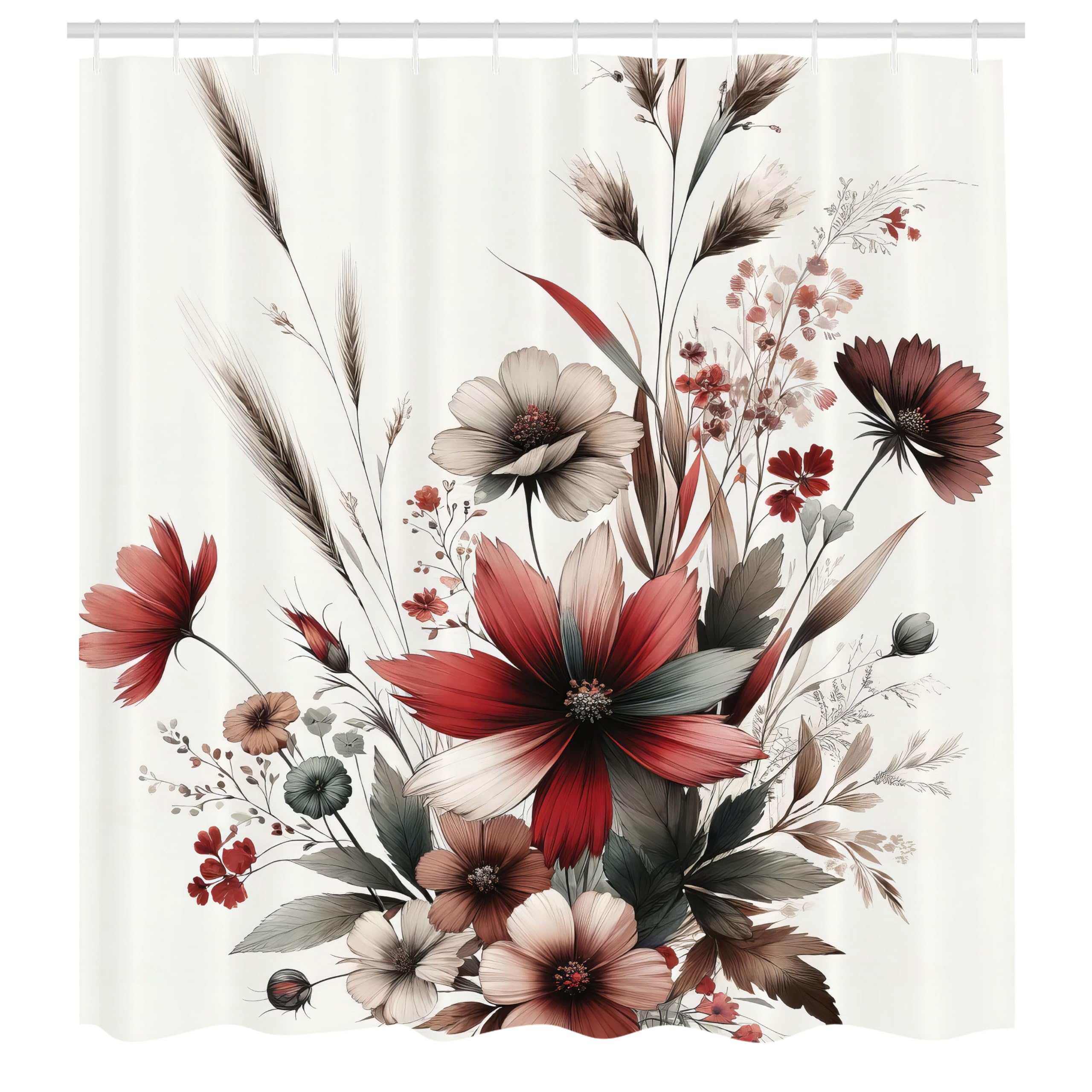 Abakuhaus Floral Shower Curtain | Waterproof Fabric Decor | 175 x 200 cm