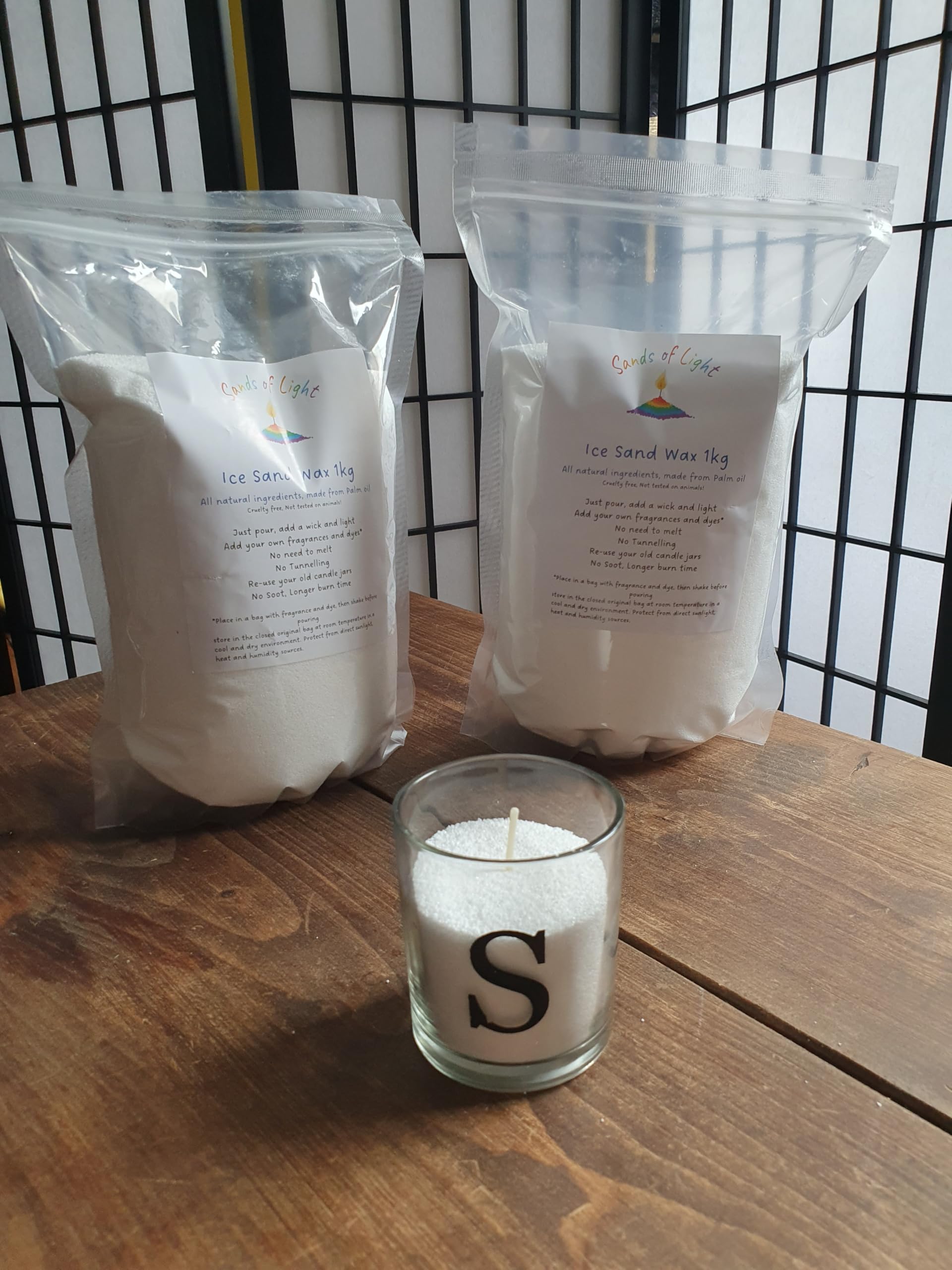 White Ice Sand Wax – 1kg Palm Oil Granules for DIY Candles