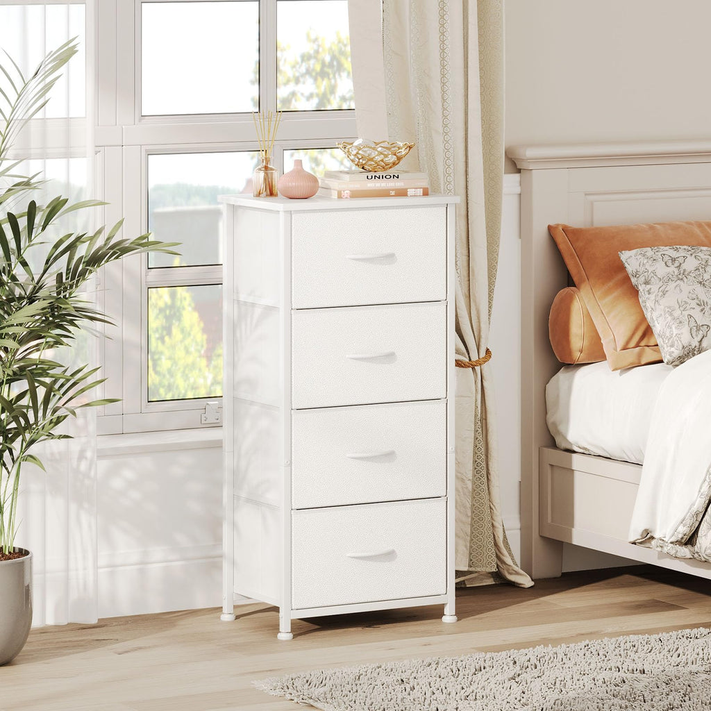 4-Drawer Tall Dresser – White Chest with Curved Edges