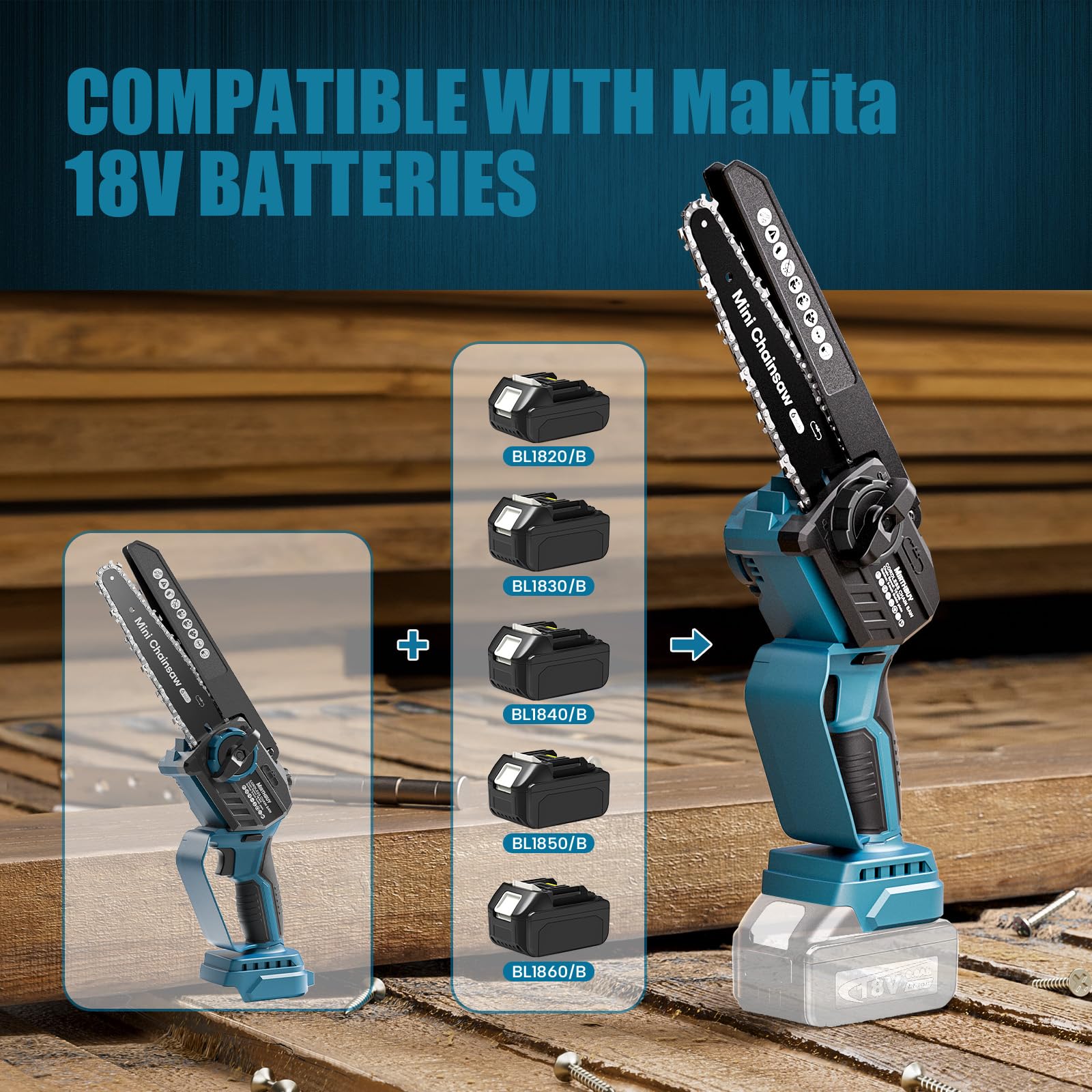MIRTHBUY Brushless Mini Chainsaw | Cordless 6 & 8 Inch | Makita 18V Compatible