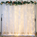 Jolof Store White Tulle Backdrop Curtain with Lights for Wedding Decor