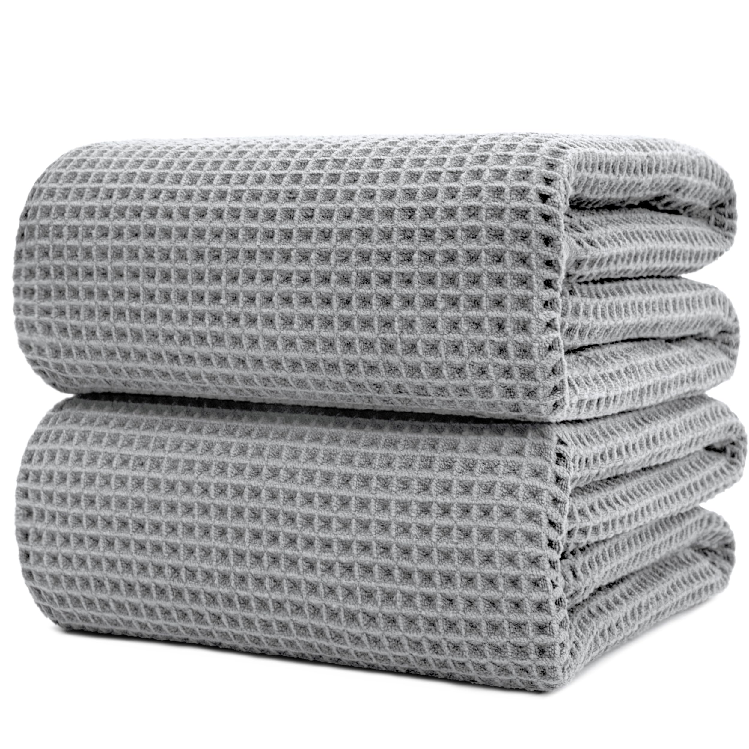 Polyte Microfibre Bath Sheets – Quick Dry Waffle Weave Towels, Set of 2