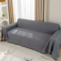 LHGOGO Woven Waffle Sofa Throw – Large 3 Seater Reversible Cotton Grey