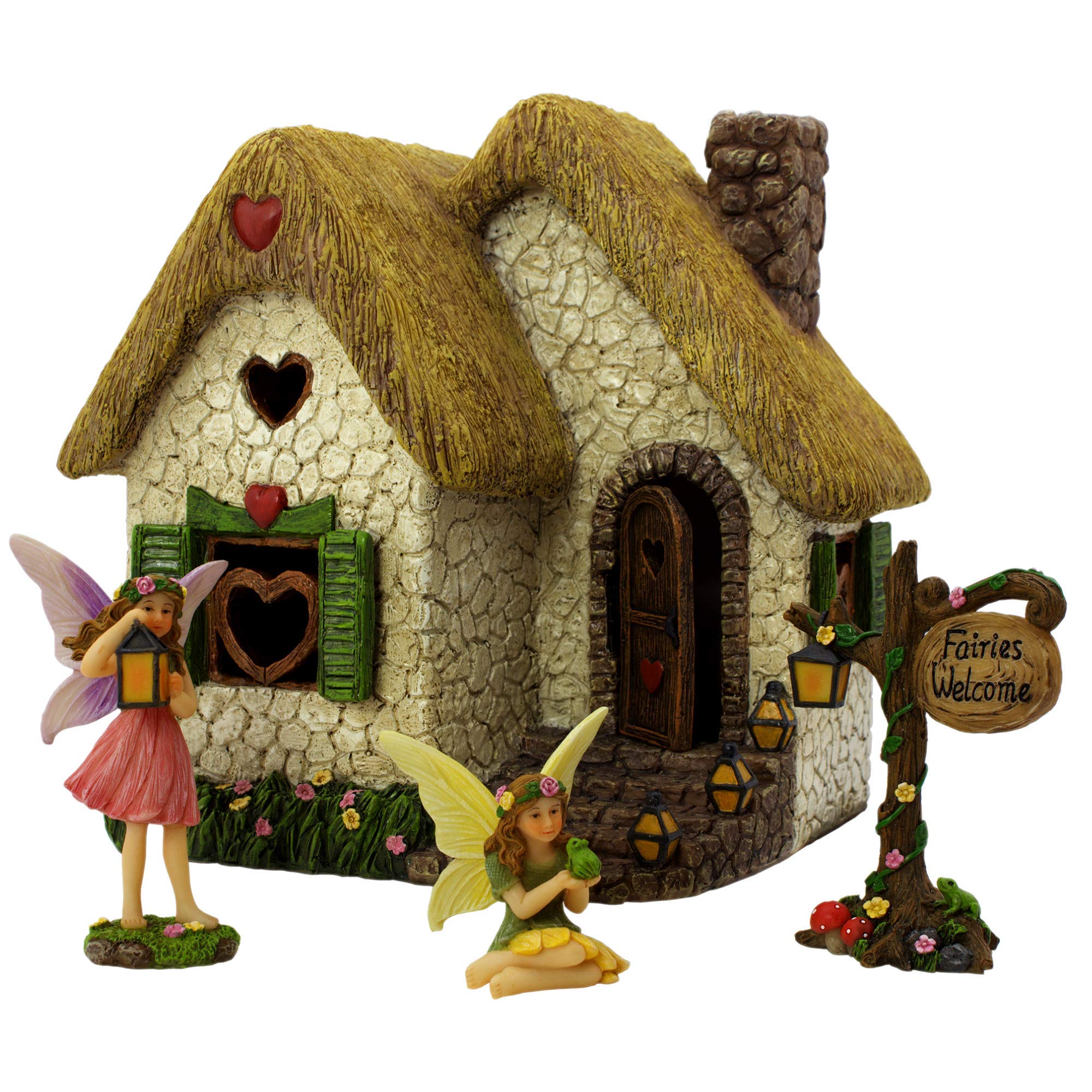PRETMANNS Fairy Garden Kit – Miniature Fairy House with 2 Fairy Figures