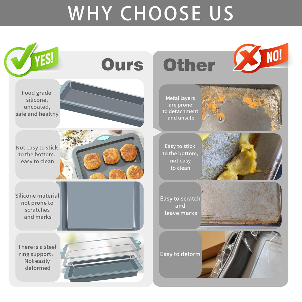 To encounter 4-Piece Silicone Bakeware Set with Metal Frame – Grey