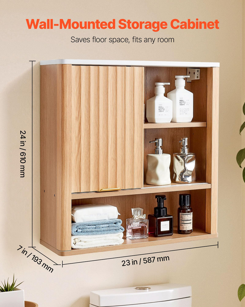 VEVOR Bathroom Wall Cabinet, with Door and Adjustable Shelf, Over the Toilet Storage Medicine Cabinet Wall Mounted - image 2