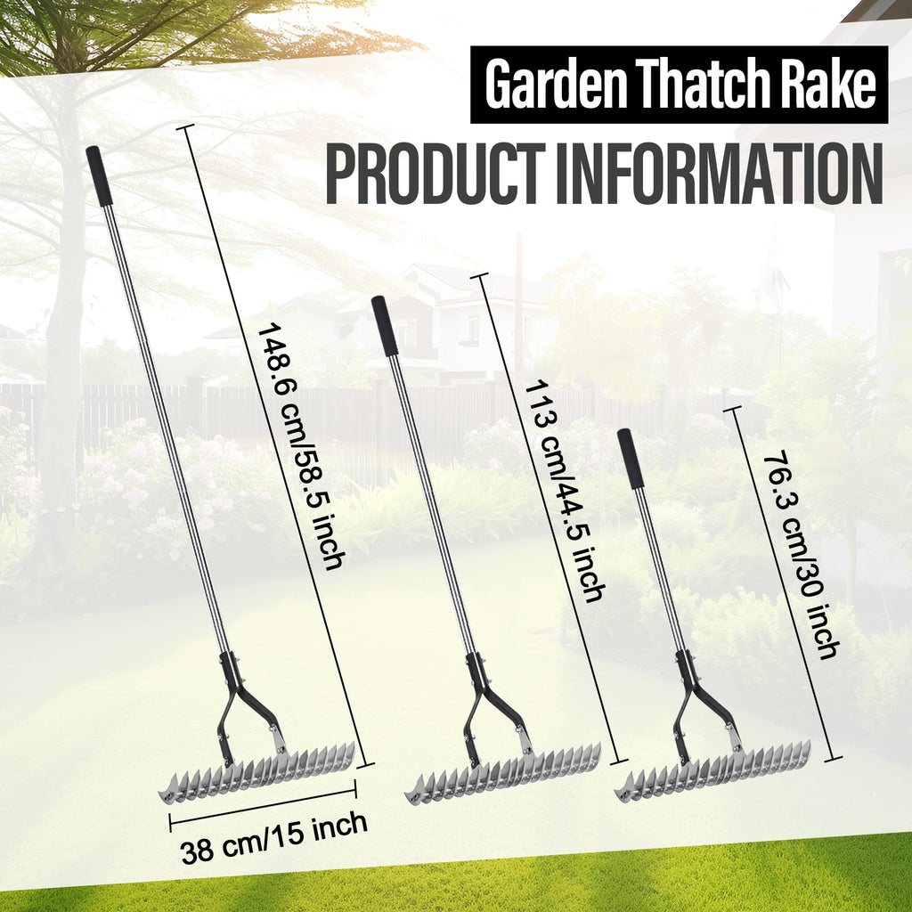 YEELOR Thatch Rake – 15 Inch Double-Sided Carbon Steel Garden Tool