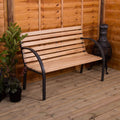Garden Vida Slatted Garden Bench | 3 Seater Wood & Steel Outdoor Seat