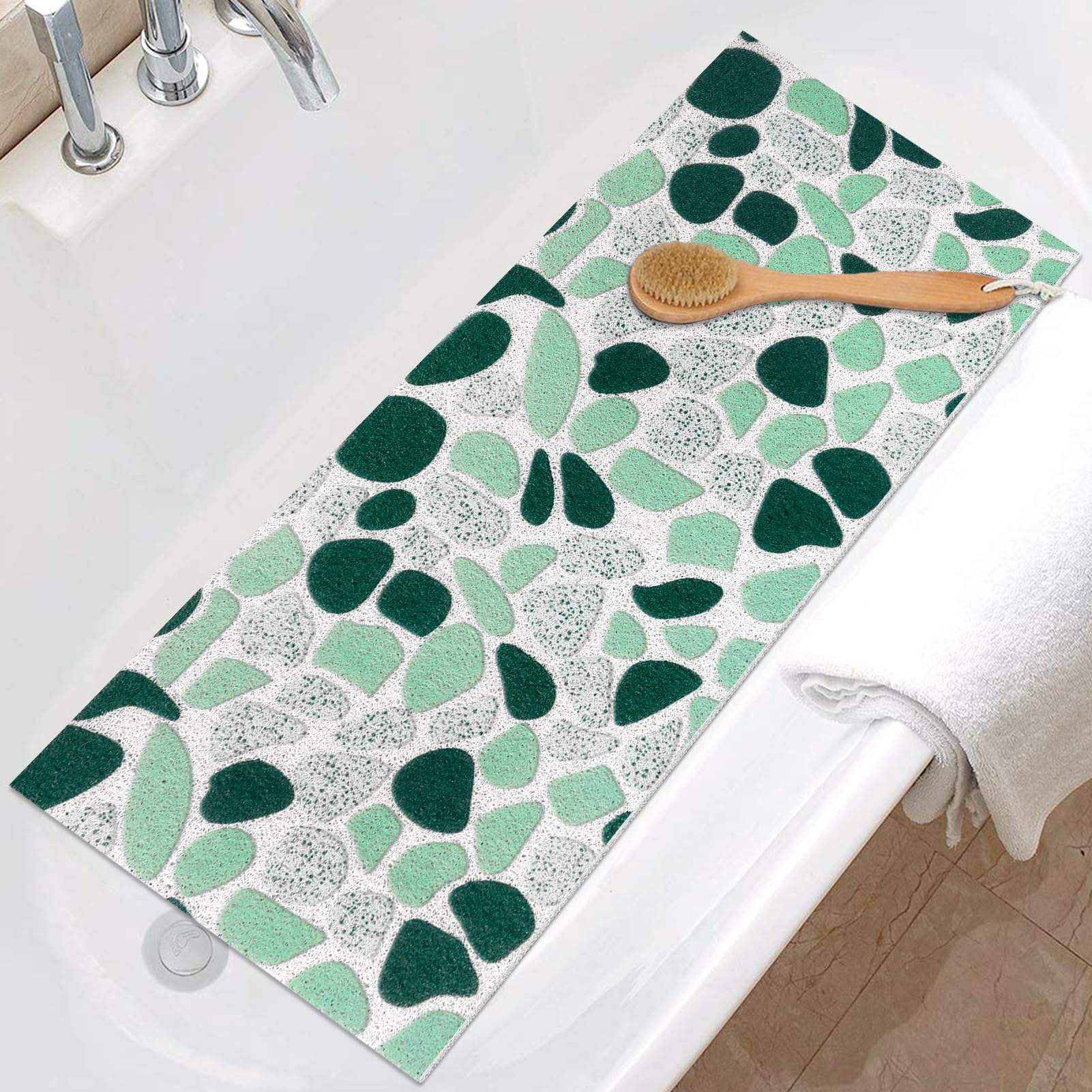 Loofah Shower Mat – 40x100cm Non-Slip Anti-Mould Bath Mat Green