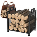 VyGrow Indoor Firewood Rack – Heavy Duty Metal Log Holder with Leather Carrier