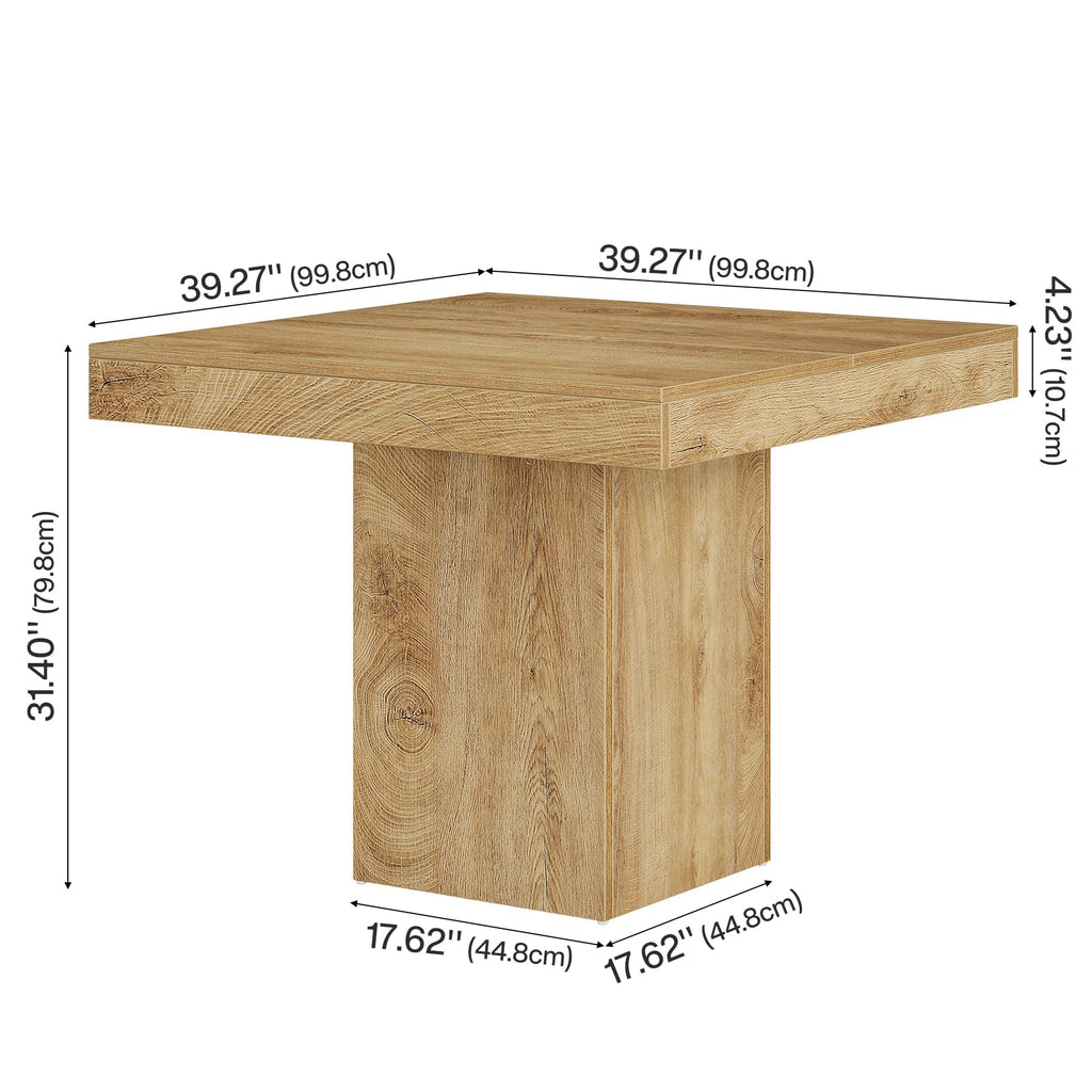 Tribesigns Square Dining Table for 4, 100 cm Farmhouse Small Kitchen Dinner Table with Sturdy Pedestal Base - image 2