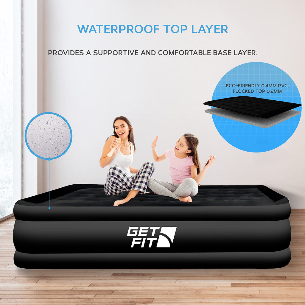 Get Fit King Size Air Mattress with Built-In Pump and 2 Pillows