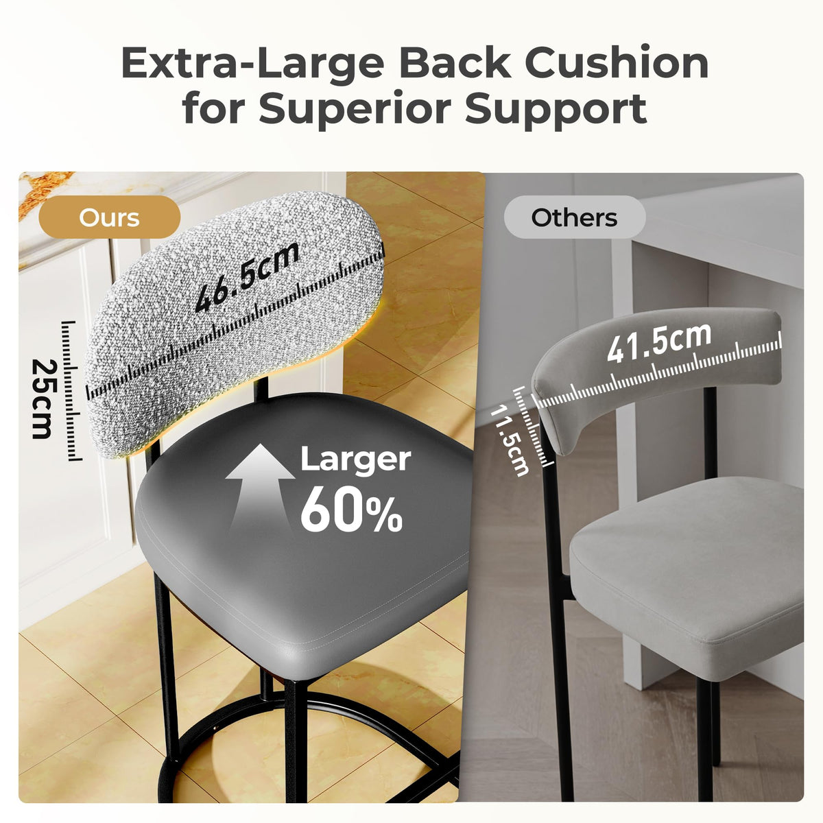 ALPHA HOME Bar Stools Set of 2 with Back Breakfast Counter Height Bar Stool - image 5
