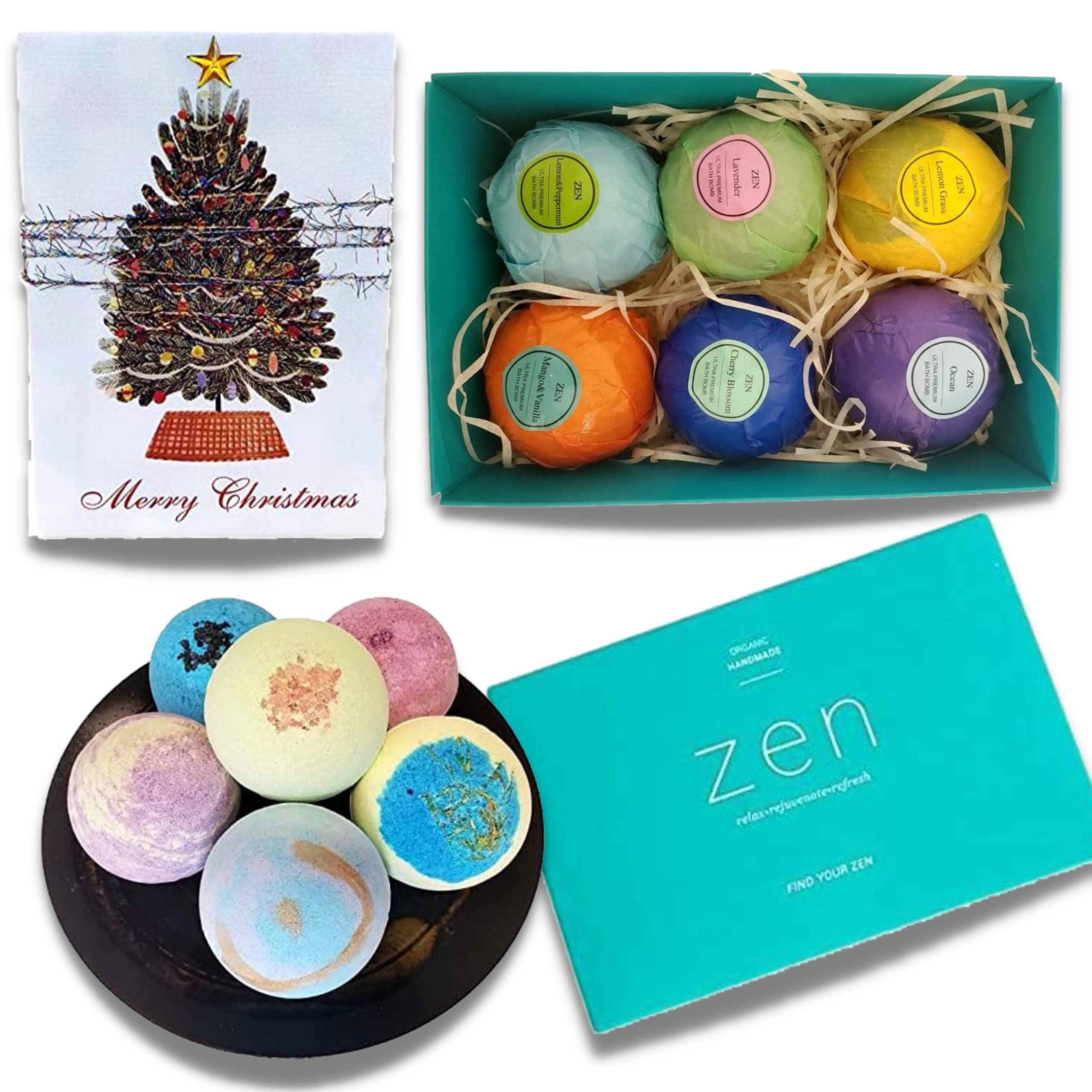 Jolof Store Organic Vegan Bath Bomb Gift Set – 6 XL 5.2oz Spa Bombs