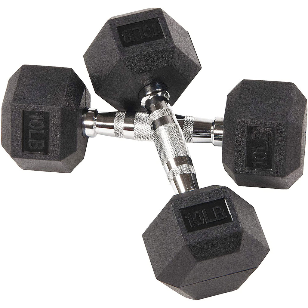 BalanceFrom Rubber Encased Hex Dumbbell – Black Cast Iron Weight