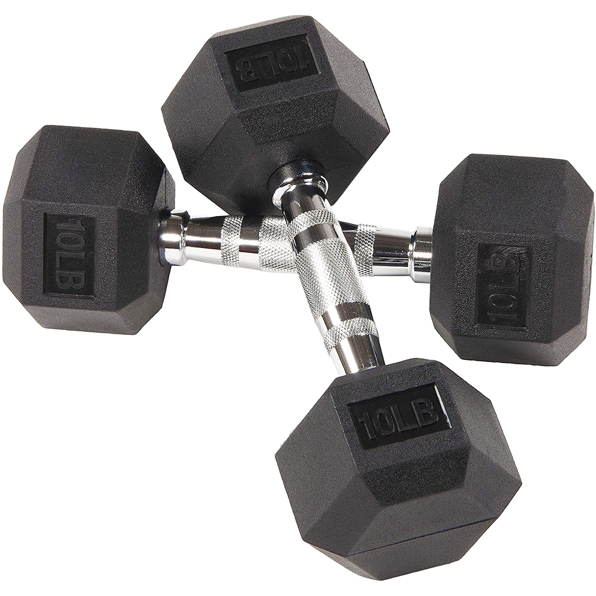 BalanceFrom Rubber Encased Hex Dumbbell – Black Cast Iron Weight