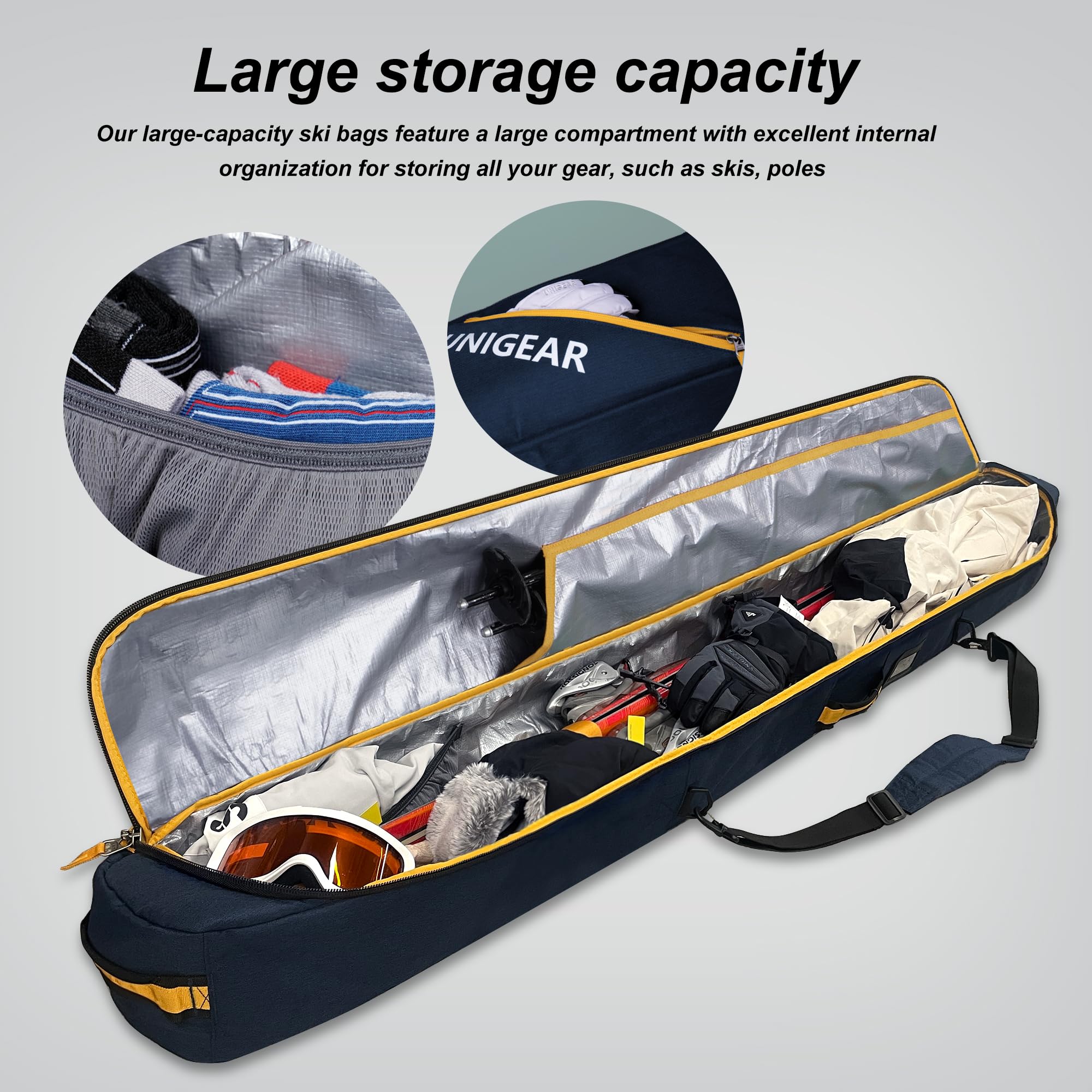 Unigear SKI-Mogul Padded Ski Bag | Water-Resistant Travel Case up to 192cm