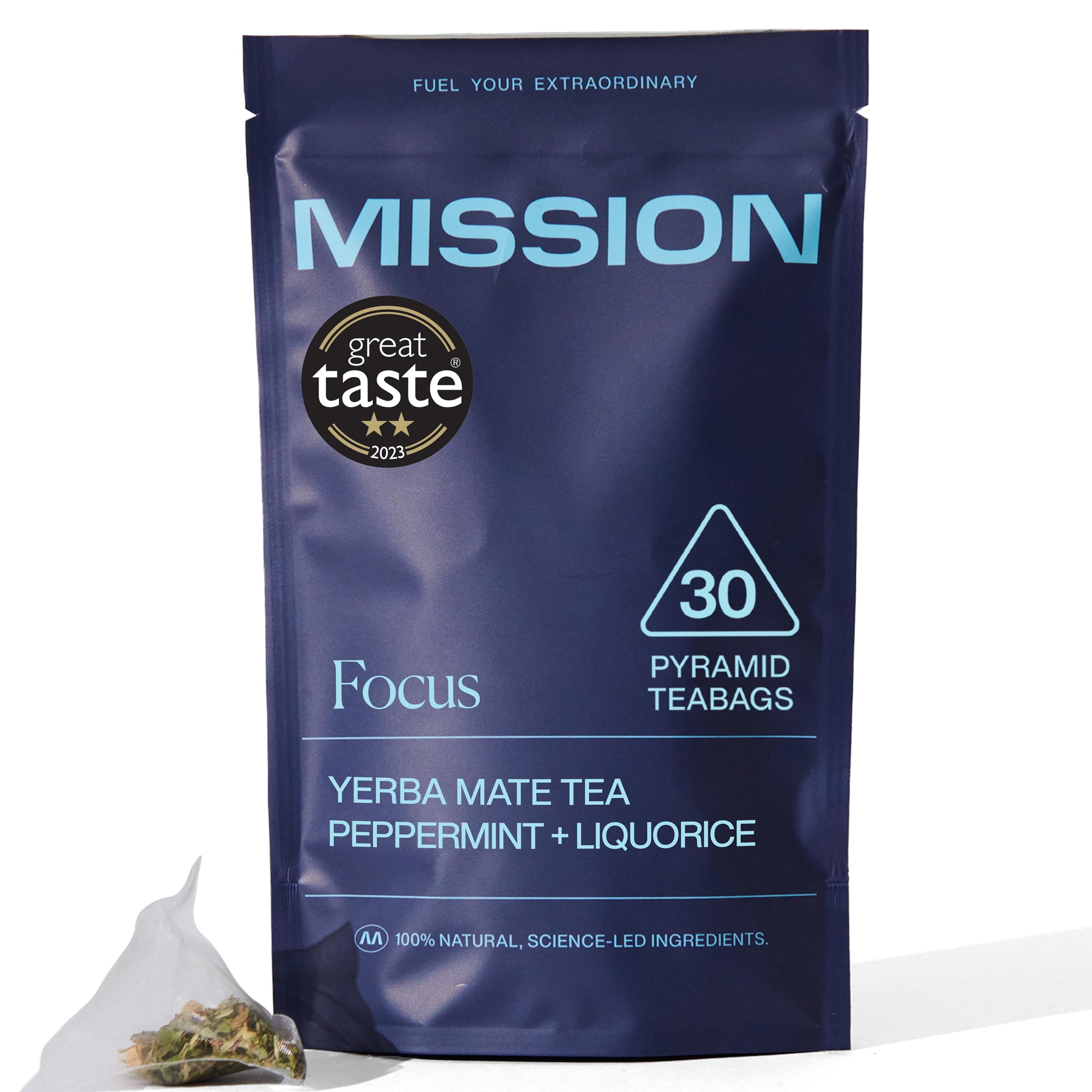 Mission Focus Yerba Mate Tea – Mint & Liquorice – 30 Pyramid Bags