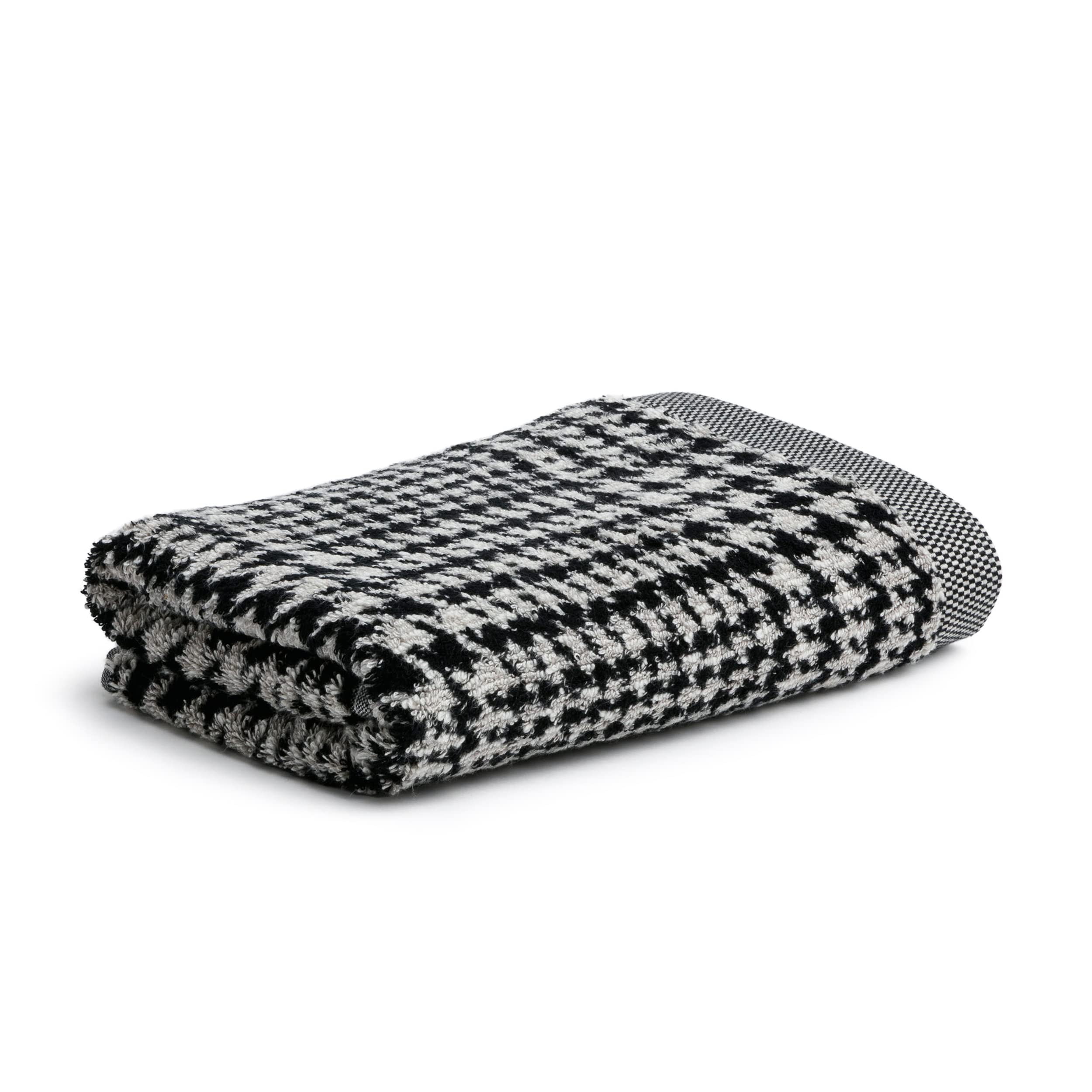 möve Handtuch – Luxus Bouclé Baumwolle & Leinen – Nature/Black, 50x100 cm