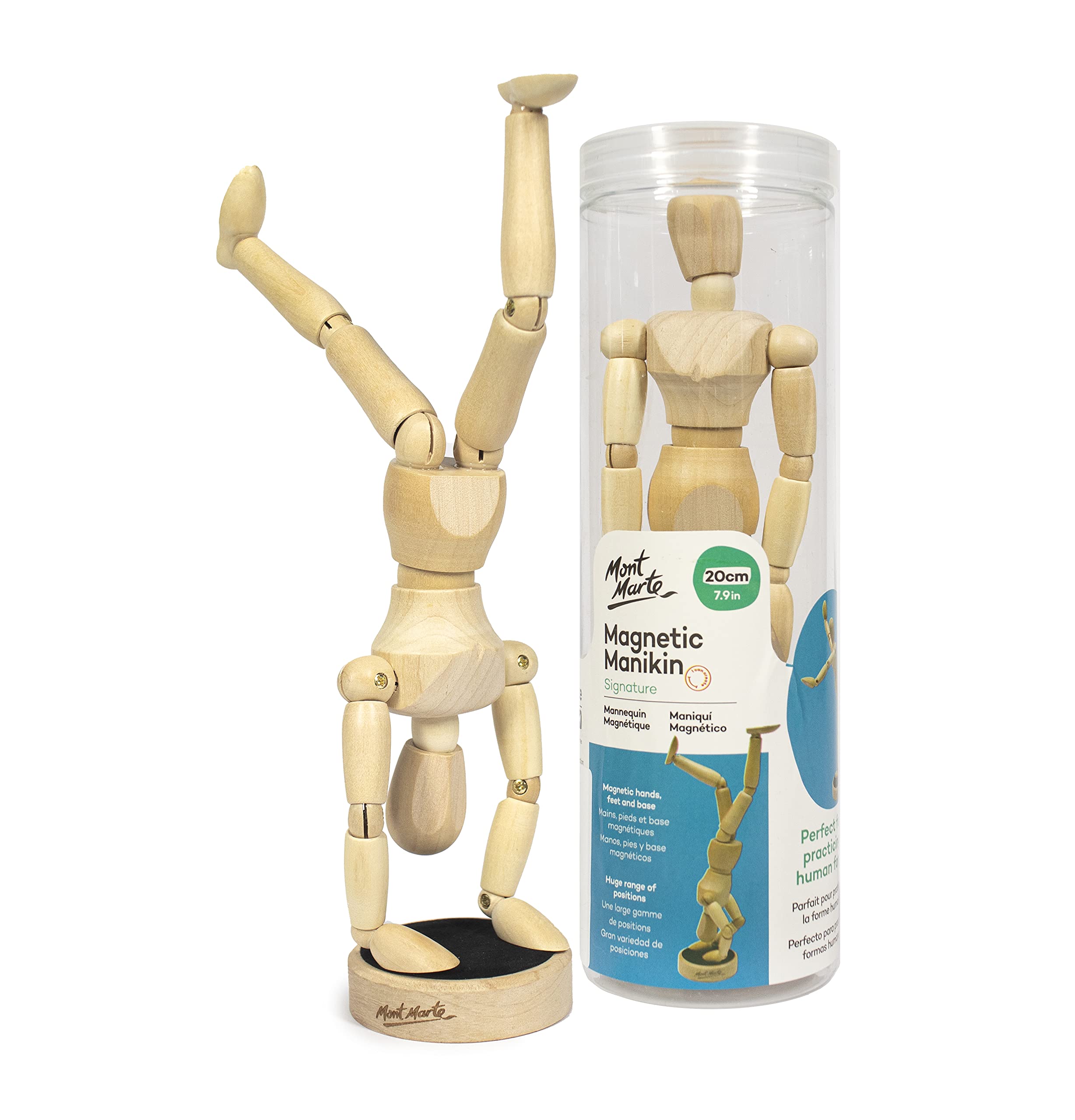 Mont Marte 20cm Magnetic Wooden Mannequin – Male Artist Drawing Model