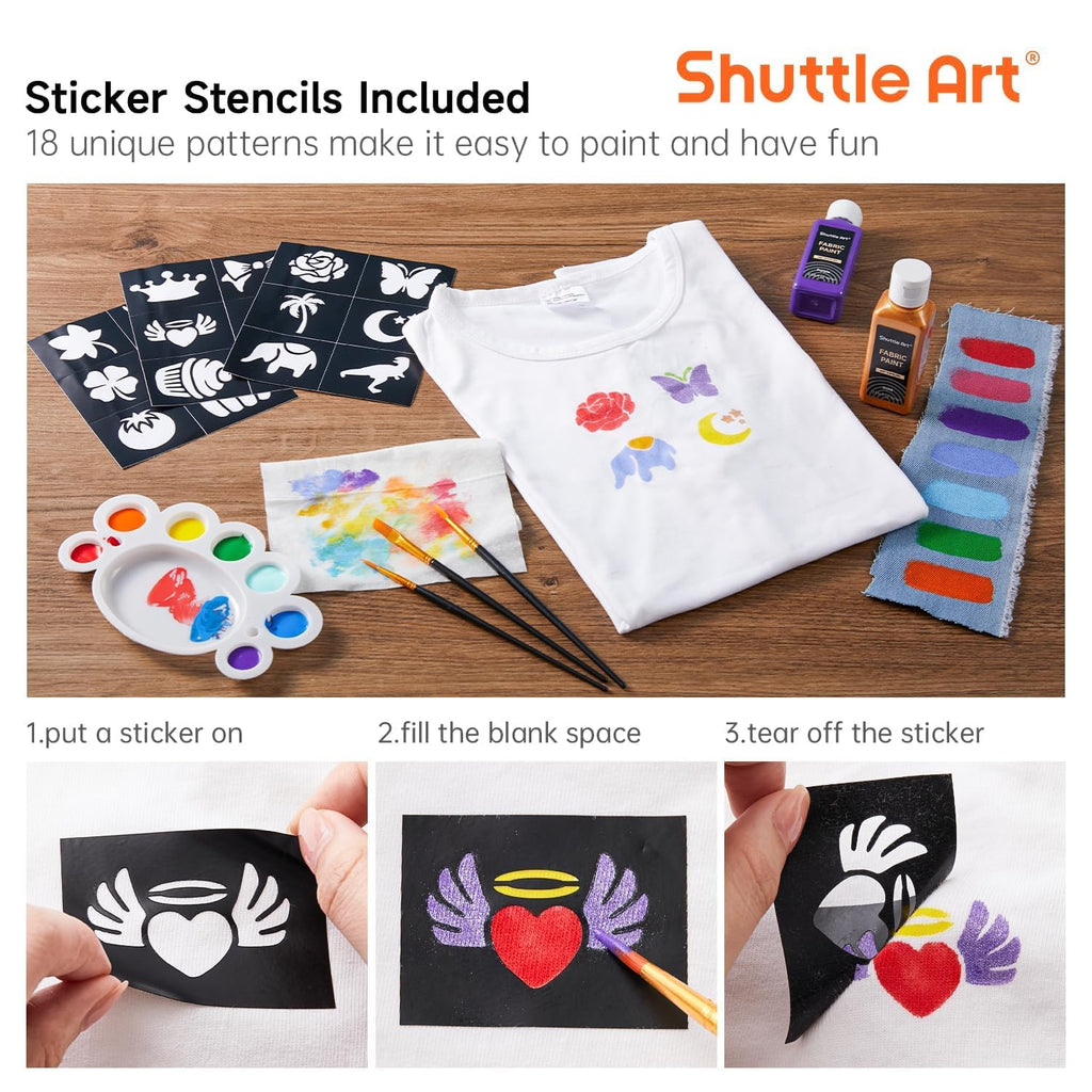 Shuttle Art Permanent Fabric Paint Set - 24 Colors for Clothes & Shoes