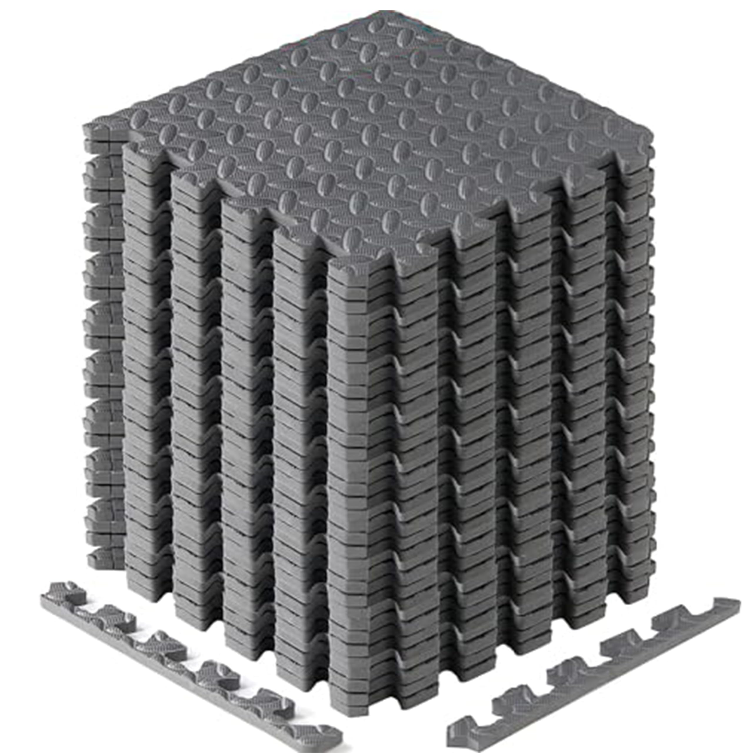 Yes4All Interlocking EVA Foam Exercise Mats – 36 Tiles, Gray, 36 Sq Ft